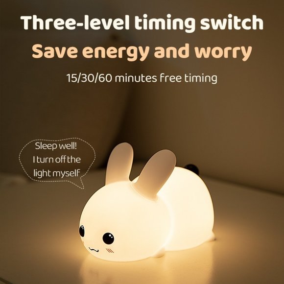 Perfect Gift Jade bunny Sleeping lamp light up silicone animal night light - Picture 7 of 16